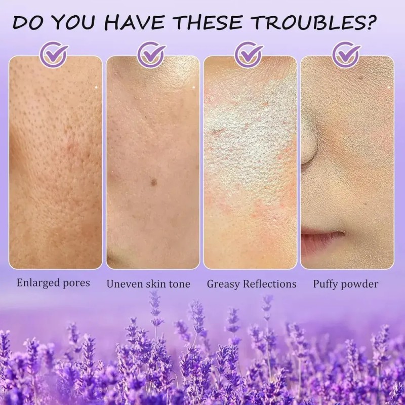 2pcs Polvo Mate Lavanda Control Brillo Y Fijación Facial
