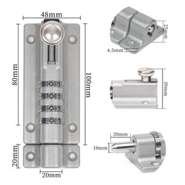 Weielt Digit Combination Locking Bolt, 4 Digit Sliding Lockable 120mm Stainless Steel Silded Garden Heavy Duty Gate Latch for Wooden Gates, Gate Door Bolt Lock with Anti-Tamper Screws (Silver 2Pack)