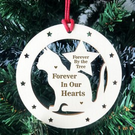 Red Ocean Memorial Tree Decoration For Cat Hanging Christmas Tree Decor Remembrance Plaque For Cat Kitten Keepsake