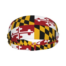 Maryland Flag Sports Sweatband Head Bands for Women Men Sweat-Absorbing Headbands Suitable for Running Yoga Fitness Football Exercise