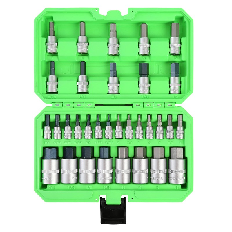 OEMTOOLS 22989 32 Piece Hex Bit Socket Set, SAE and