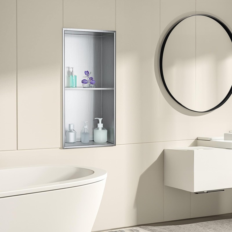 SaniteModar Shower Niche, Stainless Steel Shower Niche 12" X 24"