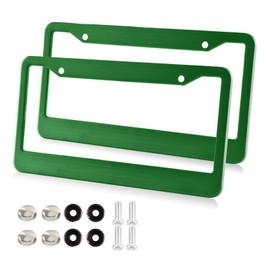 Qilmy License Plate Frames,Pure Plain Dark Green License Plate Covers, 2 Packs Universal Aluminum Tag Frame for Front and Rear Car Tags137