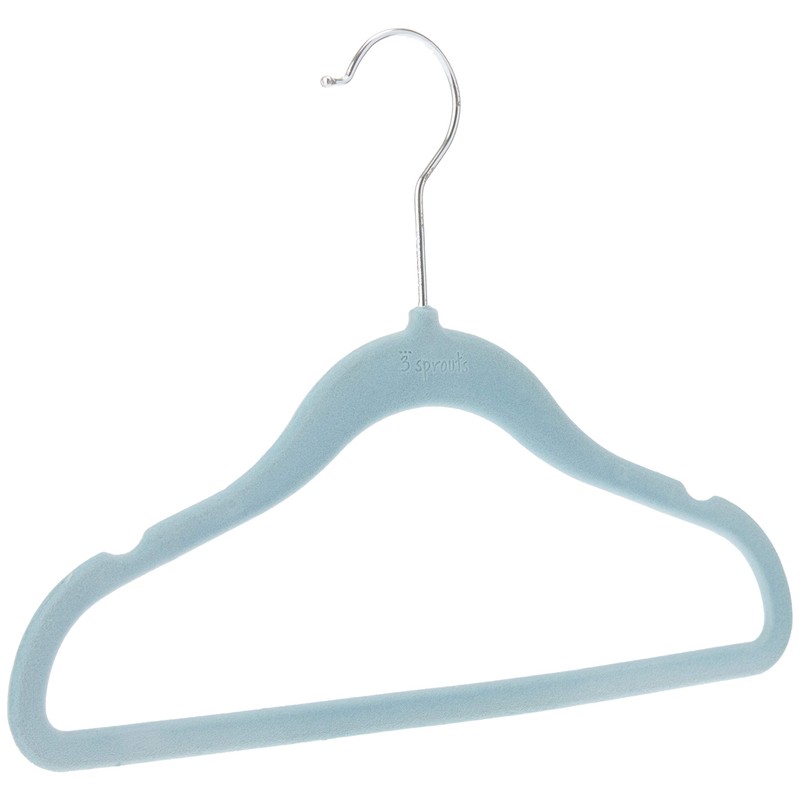 3 Sprouts Velvet 10 Piece Non-Slip Baby Hangers, Blue
