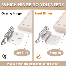 knobelite 20 Pair (40 Pack) Decorative Self Closing Cabinet Hinges Satin Nickel,3/8 Inch Inset Cabinet Door Hinges, Flush Face Mount Cupboard Kitchen Cabinet Hardware Hinges