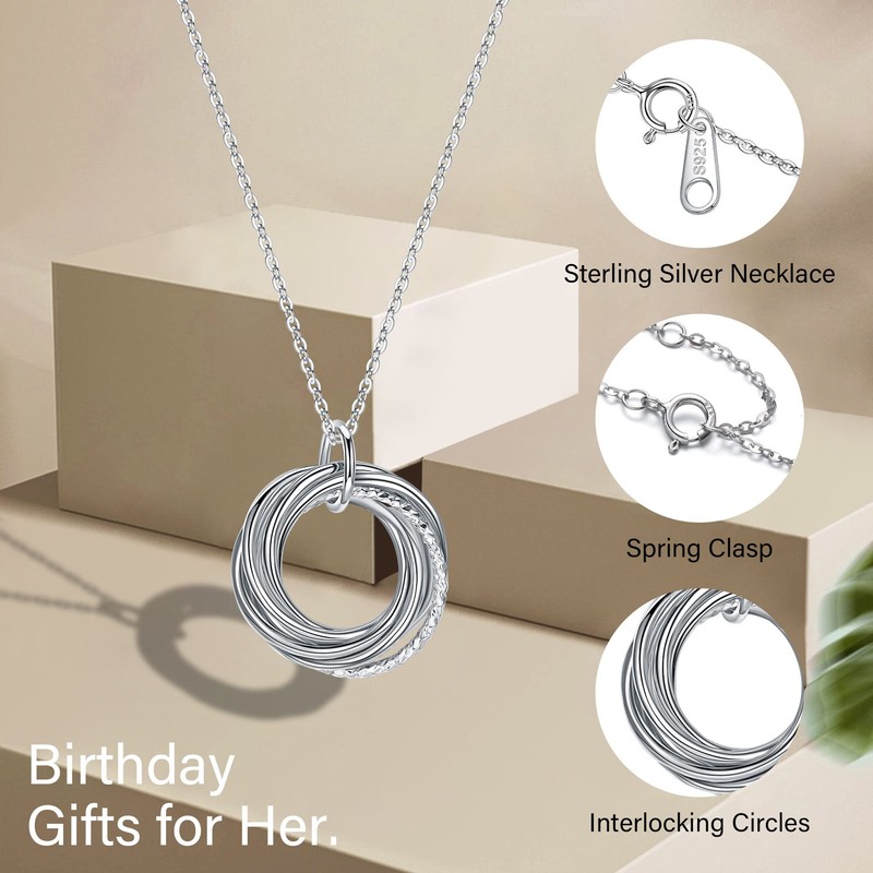 IEFLIFE 80th Birthday Gifts for Women, 8 Circle Necklaces Jewelry