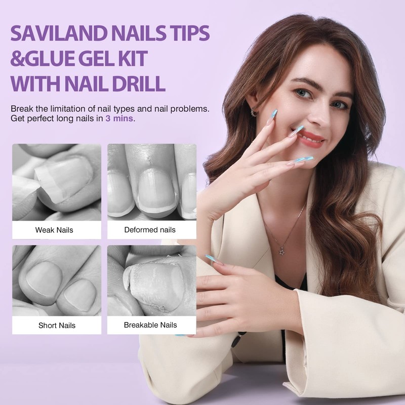 SAVILAND Gel X Nail Kit – Nails Tips and Glue