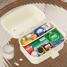 STRSCLOT Medical Box, Portable First Aid Kit Storage with Handle and Lock Large Capacity Emergency Supplies Organizer for Home, Travel, Car, and Dorms
