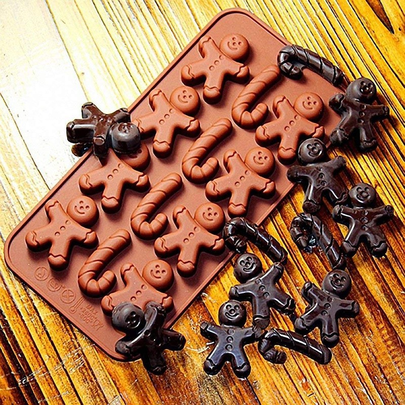 2-Pack Gingerbread Man Chocolate Molds Set - MoldFun Christmas Party
