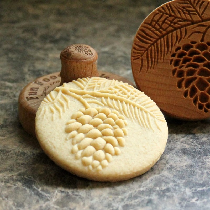 Fun Food Tools, Wood Cookie Stamp, 2.5 Inch (Pine Cone