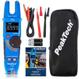 PeakTech 1700 - TRUE RMS Fork Current Clamp 200A AC Voltage Detector with LCD Display, Fork Shaped Clamp Meter, Non-Contact Voltmeter, Continuity Tester, Tester - Max 1000V, Blue