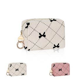 Small Cosmetic Bag Make Up Bag for Handbag Women Ladies Mini Cosmetic Bag Cord Makeup Bag Portable Travel Toiletry Bag for Toiletries with Zip Organiser Birthday (Beige), Beige, mini make up bag