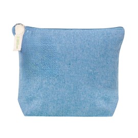 Recycled Cotton Toiletry Bag, 22 x 17 x 6 cm, Zipper, Vibrant Colours, Recycled Cotton Logo, Cosmetic Bag for Travel, blue, Toiletry bag