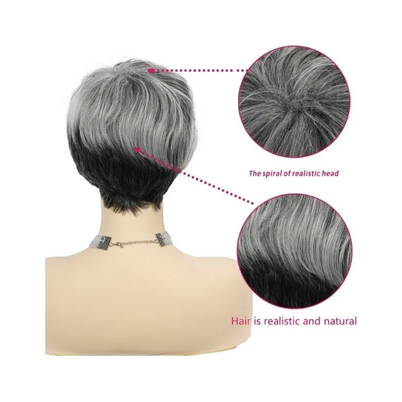Jf Pelucas For Mujer Corto Pelo Gris Cabello Natural