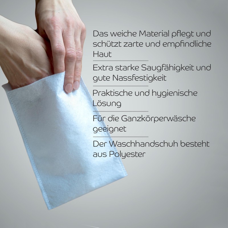 Abena Wash Gloves, Pack of 50, Disposable Face Cloth, Ultrasonic