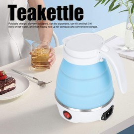 Omabeta Small Electric Kettle Travel Kettle Folding Water Boiler Portable Silicone Household Electric Kettle 400W US Plug 110V Portable Water Boiler Collapsible Kettle (Blue)