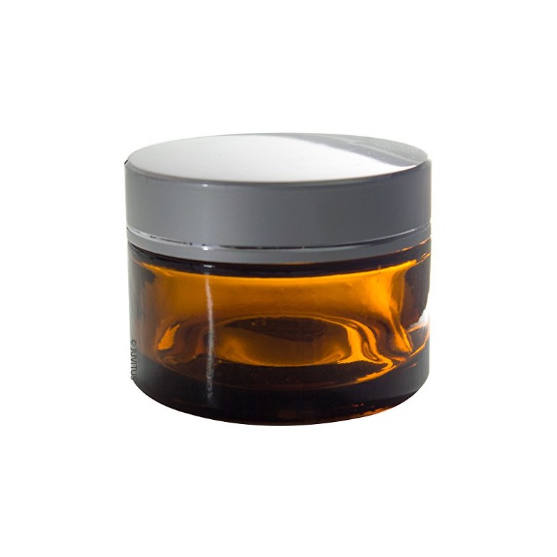 Amber Glass Heavy Thick Wall Balm Jars with Silver Matte