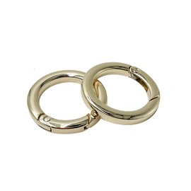 Round Carabiner Metal Spring Key Ring,Spring Snap Hooks Clip,25mm Trigger Spring Keyring Buckle,Flat O Ring for Purses 6pcs (Gold) CT692
