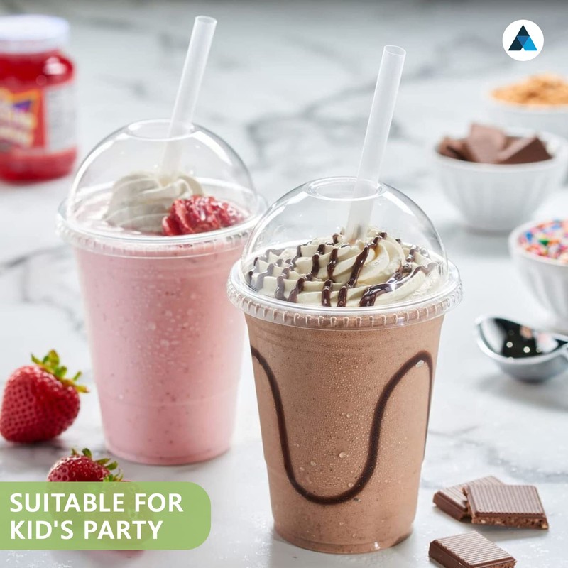 Nationwide Paper Strong Smoothie Cups with Dome Lids 16oz 50pcs