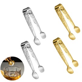 4 pcs Sugar Cube Tongs,Rose Relief Sugar CubeTongs, Rose Relief Handle ServingTongs Sugar Tongs, for Tea and Coffee Party, Appetizers, Desserts (Silver.Gold)