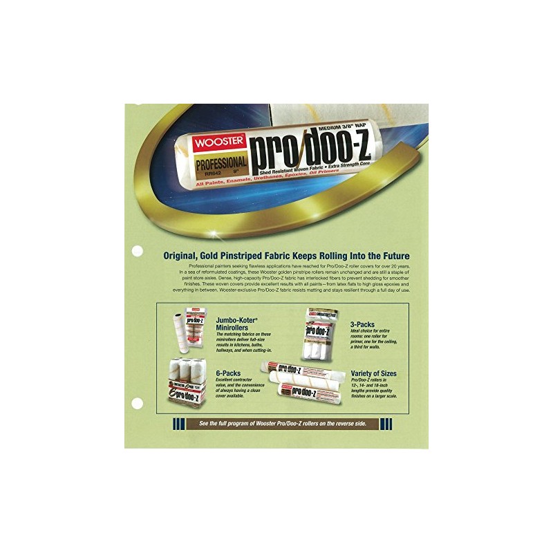 Wooster RR641-9 Pro/Doo-Z Paint Roller Cover 3/16" Nap 9"