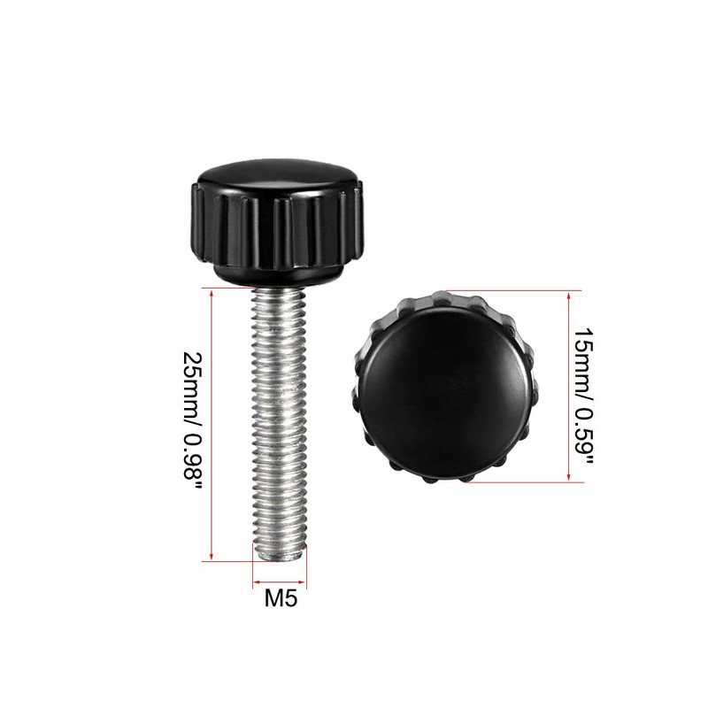 sourcing map M5 x 25mm Metric Male Thread Knurled Clamping