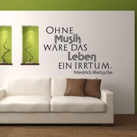 Sunnywall Wall Sticker with German Text "Ohne Musik was das Leben ein Errtum". Friedrich Nietzsche Wall Sticker