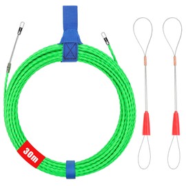 BILIPLE Retractable Spiral 30 m Cable Retracting Aid Pull Wire Polyester Retractable Wire Diameter 4 mm Cable Retracting Aid for Cable Laying Empty Pipes