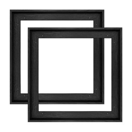 FOLKOR 10x10 Frame for Canvas Painting 0.6-0.8” Deep, 2 Pack Square Floater Frame for Canvas Prints, Floating frame for Wall Art Oil Painting Paint by Numbers Living Room Decor (Black)