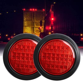 FSBCGT 2PCS 4" Round Red 40 LED Trailer Tail Lights, Grommet Plug Waterproof Stop Turn Signal Stop Brake Trailer Lights for Trucks Trailers RV Bus