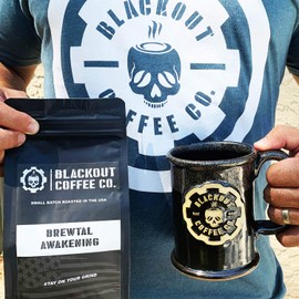 Blackout Coffee, Brewtal Awakening Dark Roast Coffee, High Caffeine, Strong & Flavored Coffee Beans, Fresh Roasted In The USA – 12 oz Bag (Whole Bean Coffee)