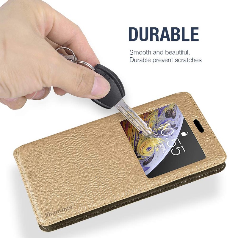 Shantime Viewable Window Leather Flip Case Compatible with AGM H5,
