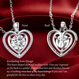 Dfilio Preserved Red Real Rose with I Love You Necklace, Birthday Gifts for Women Her Mom Wife Girlfriend Grandma on Valentines Christmas Mothers Day Anniversary Romantic