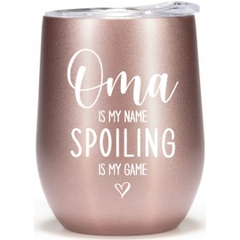 Rock & Llama Oma Gifts for Grandma 12oz Tumbler Wine Glass Best Oma Ever Cup Funny Grandma Travel Mug Oma and Opa Birthday Gift from Grandchildren