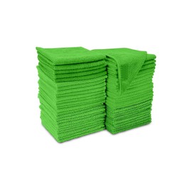 The Fusion Square Microfiber Towels All-Purpose Washable Reusable Microfiber Cleaning Cloth for Cars, Kitchen, House - Highly Absorbent and Lint Free Glass Cleaning Rags (Green, 5)