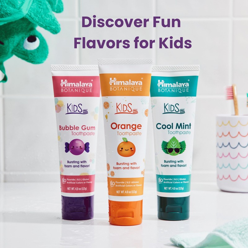 Himalaya Botanique Kids Toothpaste with Xylitol, Bubble Gum Flavor -