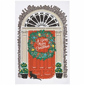 Ulster Weavers - Georgian Front Door & Mistletoe Tea Towel (74 x 48cm) - 100% Cotton - Washable - Christmas Mistletoe Dish Cloths/Dish Towel - Christmas Tea Towel - Kitchen Accessories & Decor