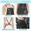 MIKI WELL PU Leather Waterproof Aprons Cross-Back Adjustable With Pockets