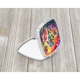 Caroline's Treasures Colorful Iris Compact Mirror Decorative Travel Makeup Mirror for Women Girls Gifts Pocket Makeup Mirror Folding Handheld