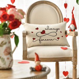 AVOIN colorlife Valentine's Day Always Forever Throw Pillow Cover, 12 x 20 Inch Love Cushion Case Decoration for Sofa Couch