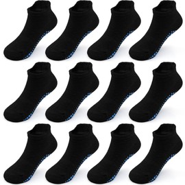 DECOVICI Stopper Socks Children 12 Pairs Toddler Baby Non-Slip Socks with Handles Boys Girls 1-7 Years ABS Non-Slip Multi Colours Non-Slip Socks, 01 Black*12