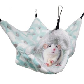 LEFTSTARER Bunkbed Sugar Glider Hammock, Ferret Cage, Small Pet Cage Hammock, Ferret Beds Sugar Glider Cage Accessories Chinchilla Hamster Bedding Small Animals Bed(Green-Heart, Medium)