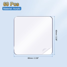 uxcell Clear Double Sided Adhesive Pads, 2.36'' x 2.36'' Square Pre-Cut Mounting Tape Waterproof Removable Strong Sticky Gel Tape for Walls Hanging, 60 Pcs