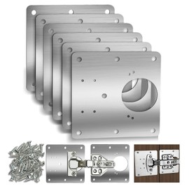 6 Pack Cabinet Door Hinge Repair Plates, Metal Cabinet Hinge Repair Replacement Kit, Cabinet Hinge Repair Brackets, Hinges Repair Fixing Plates with Screw for Kitchen Cupboard Door Locker Cabinet Door