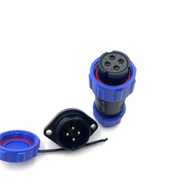 SP21 Series 4 Pin Waterproof Plug, Female and Female Aviation Plug, 2 Hole Flange Panel Installation, Welded Industrial Plug for Aviation and Industrial Equipment