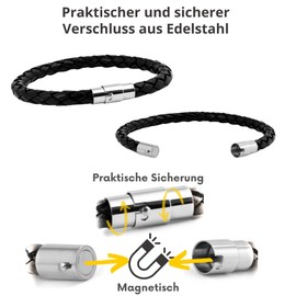 Simaru Leather bracelet, stylish braided pattern bracelet made of premium leather, made in Germany with stainless steel bayonet clasp for men and women, Leather