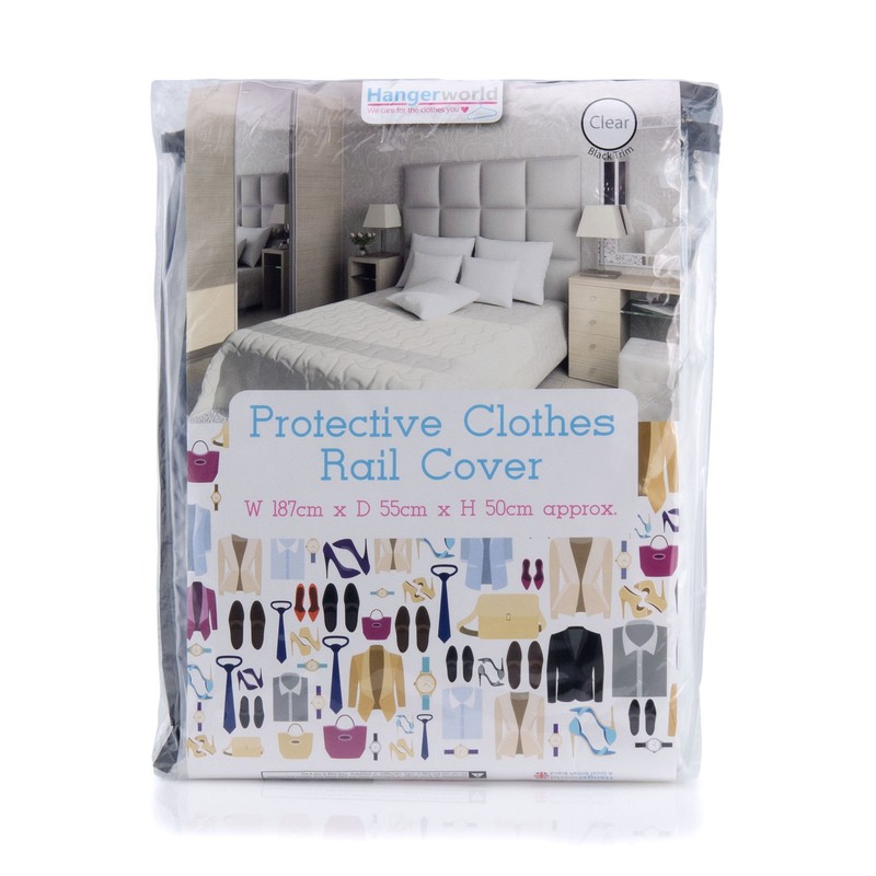 Hangerworld 6ft Clear Garment Rail Cover, Clothes Dust Protector Storage