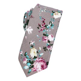 LEVAO Men's Skinny Tie Printed Floral Cotton Neckties