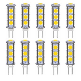 GRV G4 13-5050 SMD 2W G4 LED Bulb 12V DC Bi-Pin Base LED Bulb Super Bright 3000K Warm White,Interior Light Bulbs for RV,Boat Light,Cabinet Lights Landscape Lighting,Pack of 10