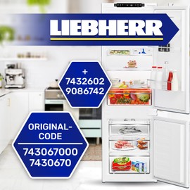 MONTERAL Liebherr Fridge Freezer Door Handle with 2 Stoppers Original Code 743067000 7430670 - Set with a Microfibre Cloth